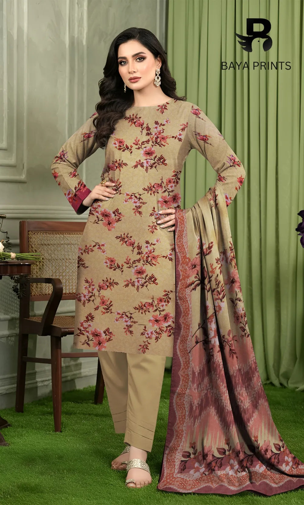 3 Piece Unstitched Karandi Suit BA-V10-7