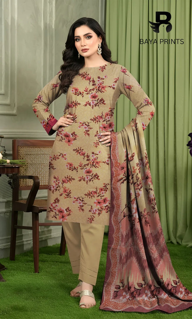 3 Piece Unstitched Karandi Suit BA-V10-7 Hover Image