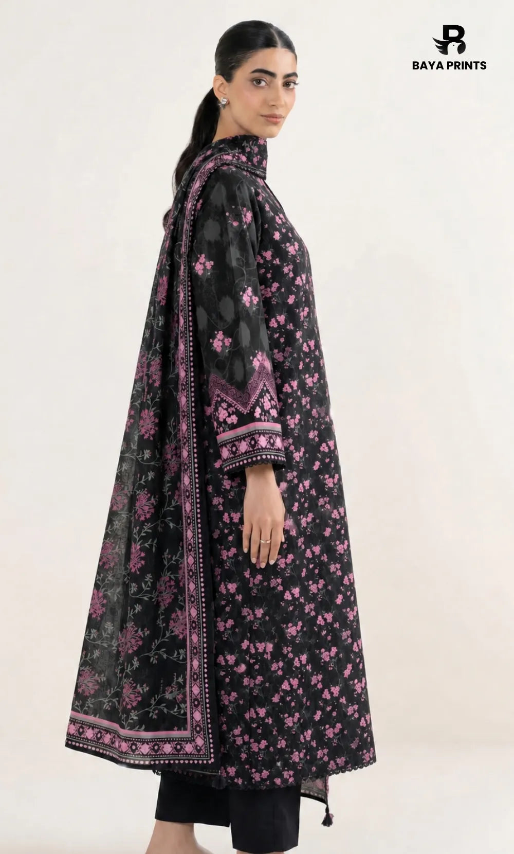 3PC Printed Lawn | Unstitched |  Ethnic by Bayaprints