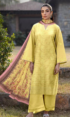 3PC Luxury Embroidered Unstitched Lawn Suit - ZED-V3-05