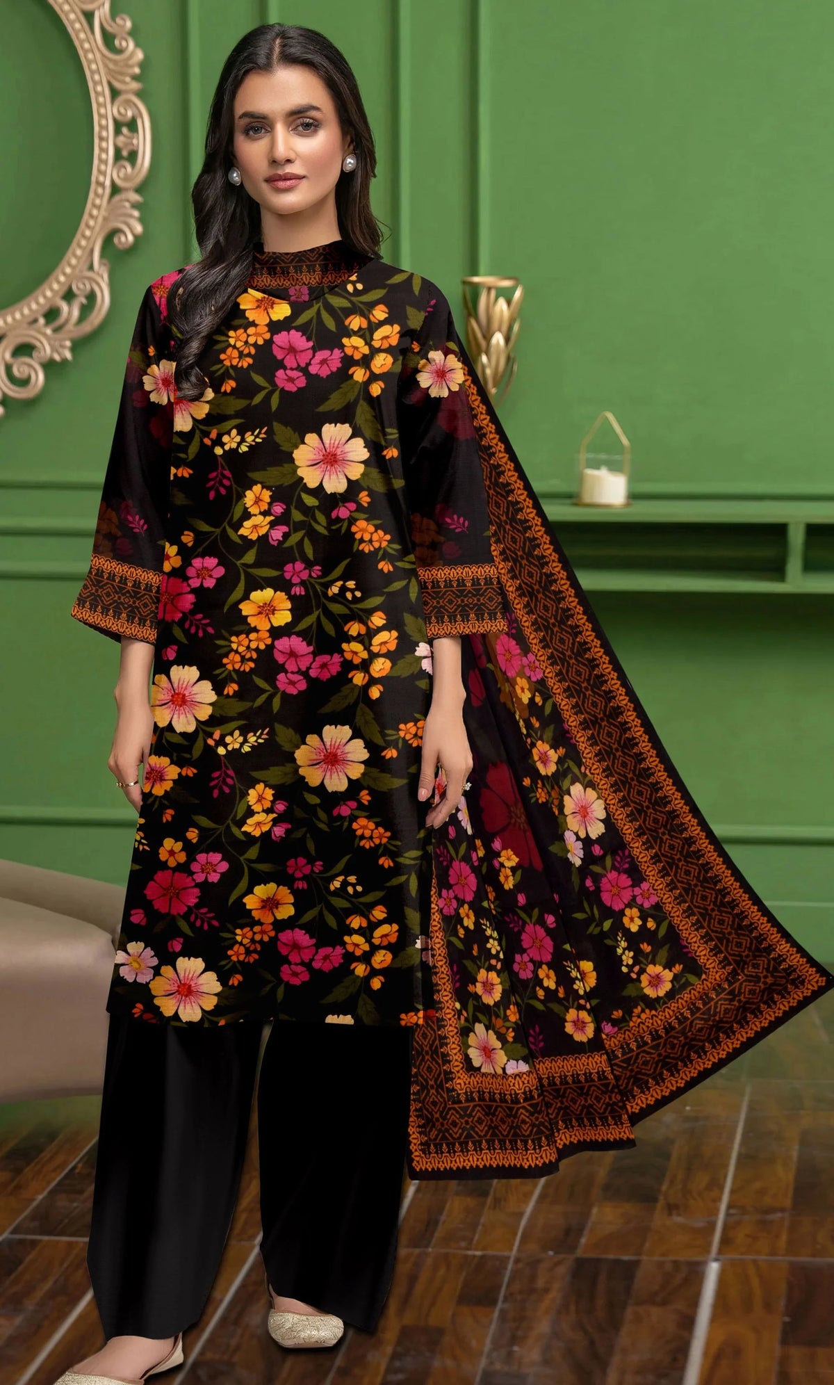 3 Piece Unstitched Printed Lawn Suit -BA-V16-05