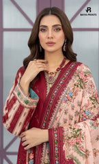3PC Printed Lawn | Unstitched |  M.B