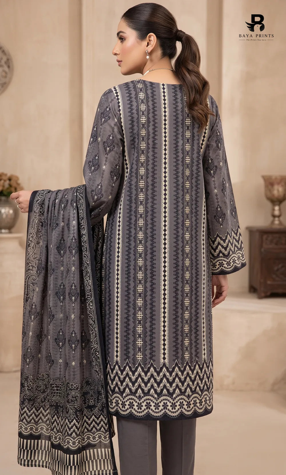 3PC Printed Karandi | Unstitched | BA-V2-07