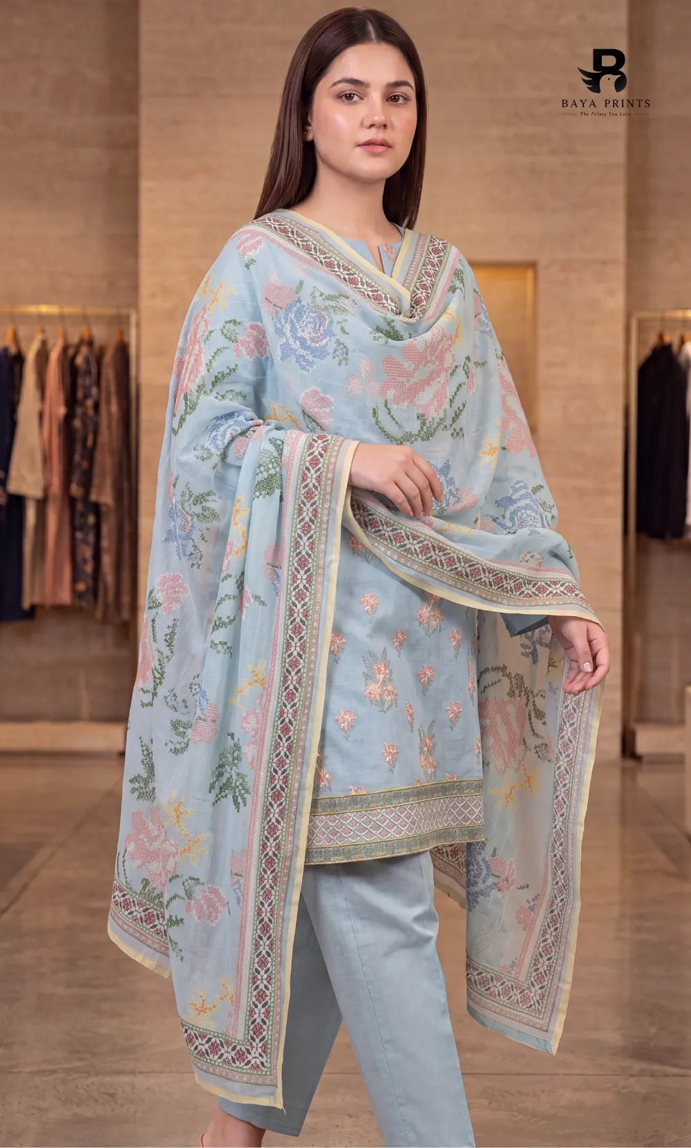 3-Piece | Unstitched Luxury Embroidered Lawn Suit | Nayab