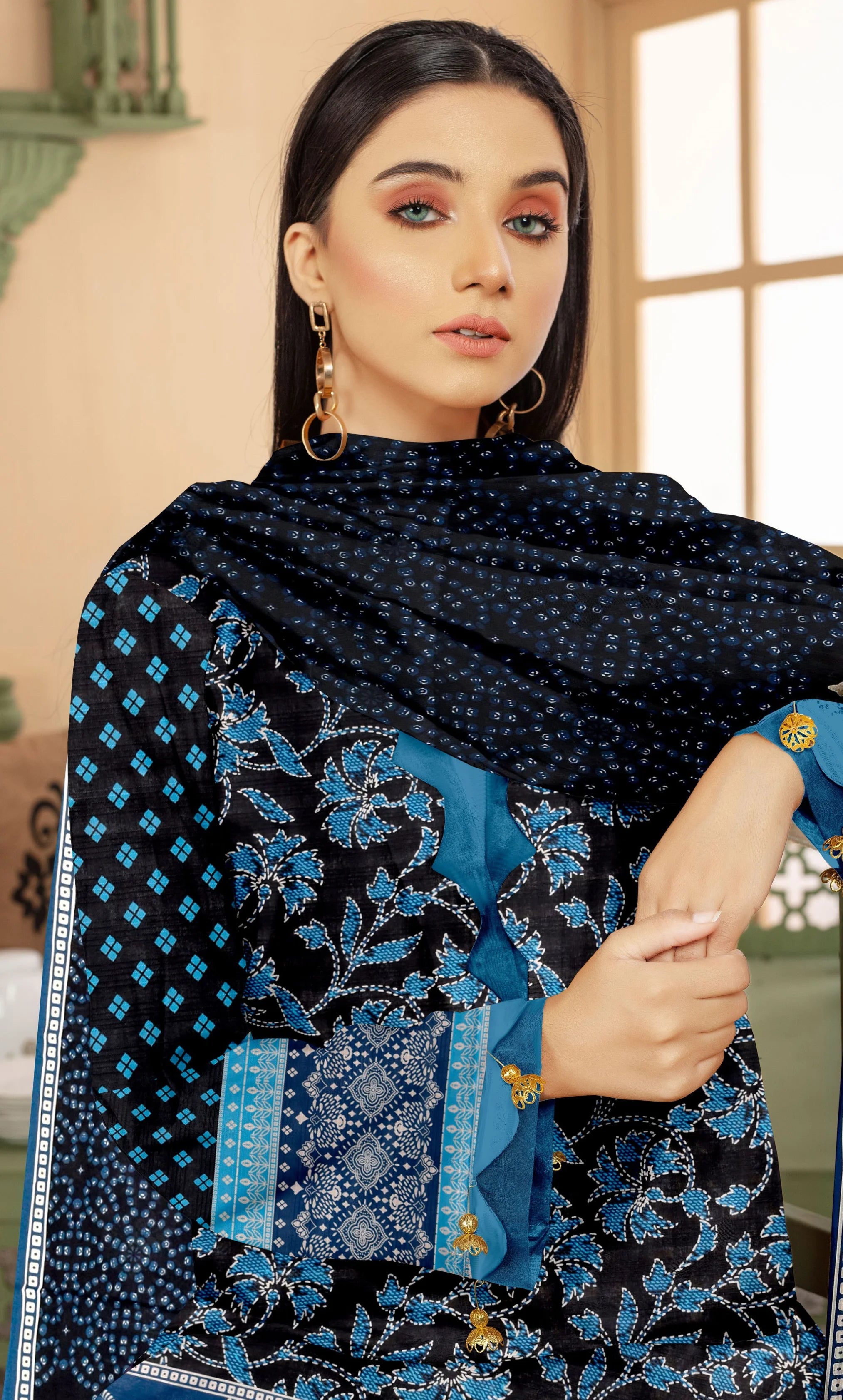 3PC Unstitched Printed Lawn Suit -BA-V14-07