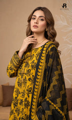 3PC Printed Linen | Unstitched | BA-V1-08