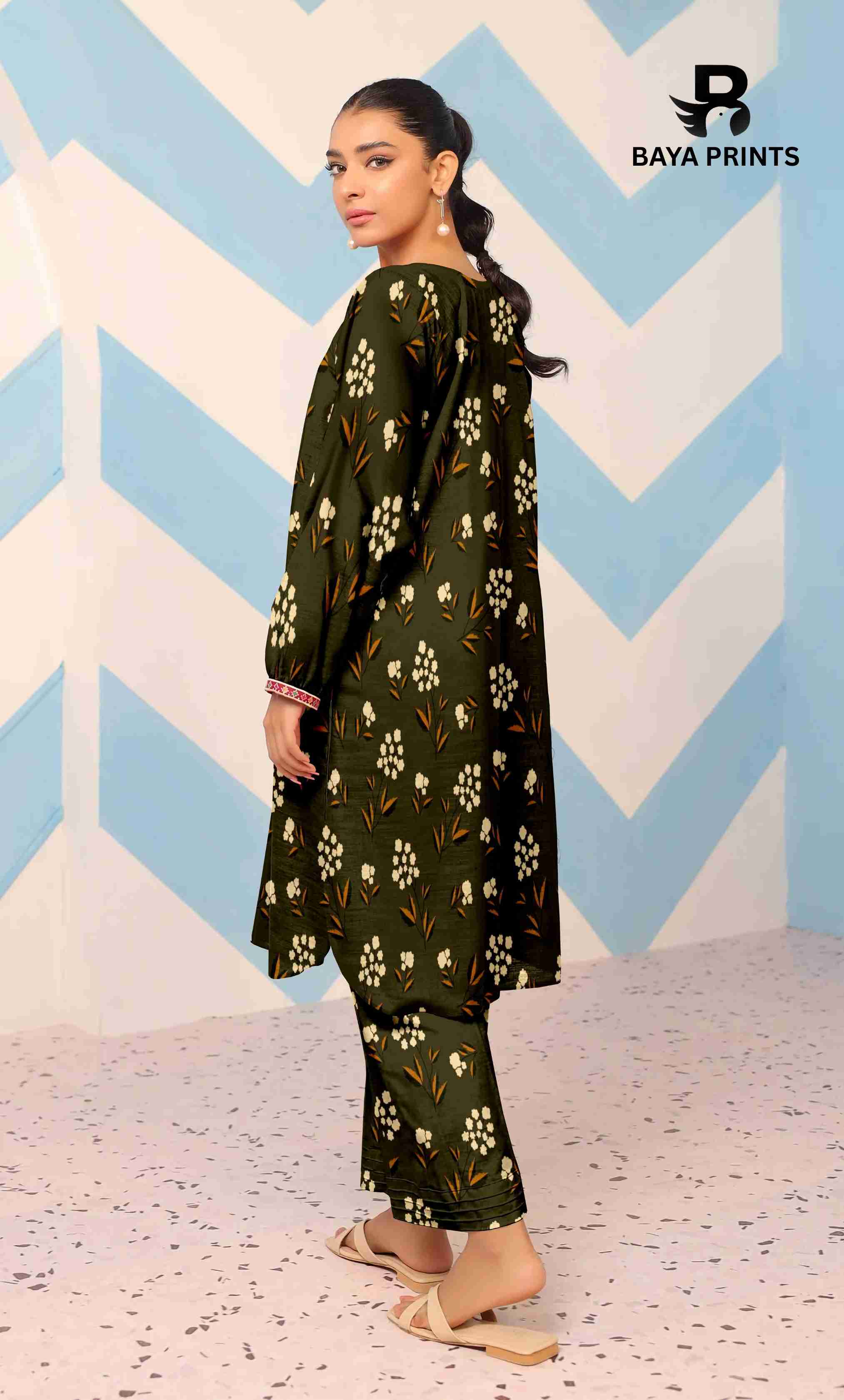 2PC Unstitched Printed Lawn Suit - BA-V7-04