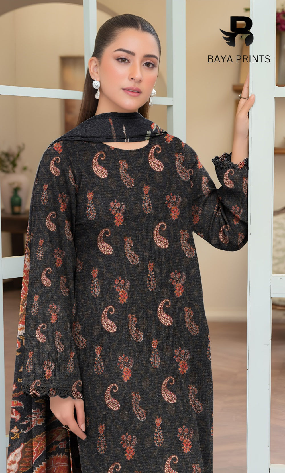 3 Piece Unstitched Karandi Suit BA-V8-15