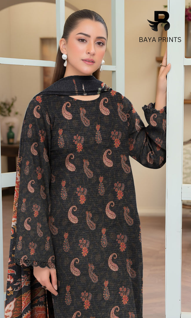 3 Piece Unstitched Karandi Suit BA-V8-15 Hover Image