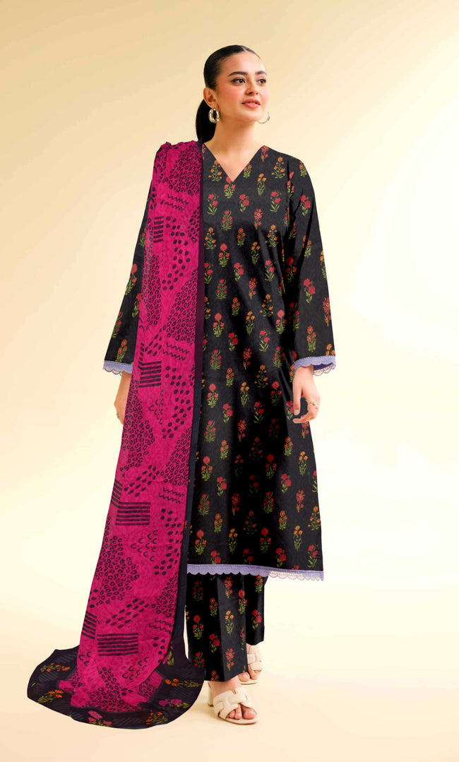 3 Piece Unstitched Printed Lawn Suit With Bamber Chiffon Dupatta - BA-V-31 -7 Hover Image