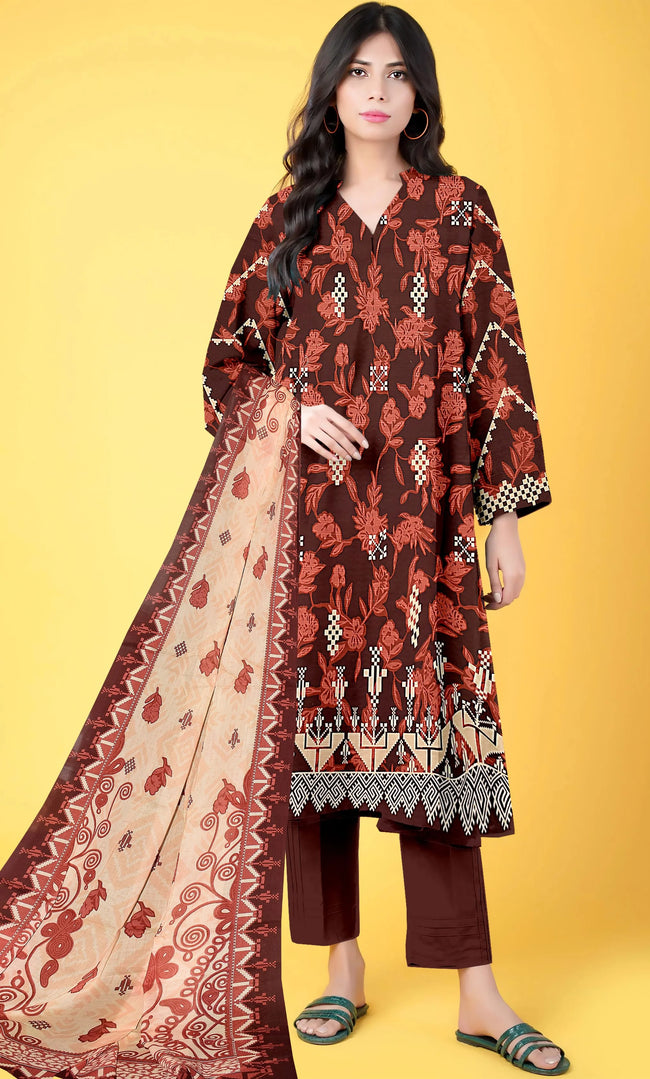 3 Piece Unstitched Lawn Suit -Merium's Exclusive Hover Image