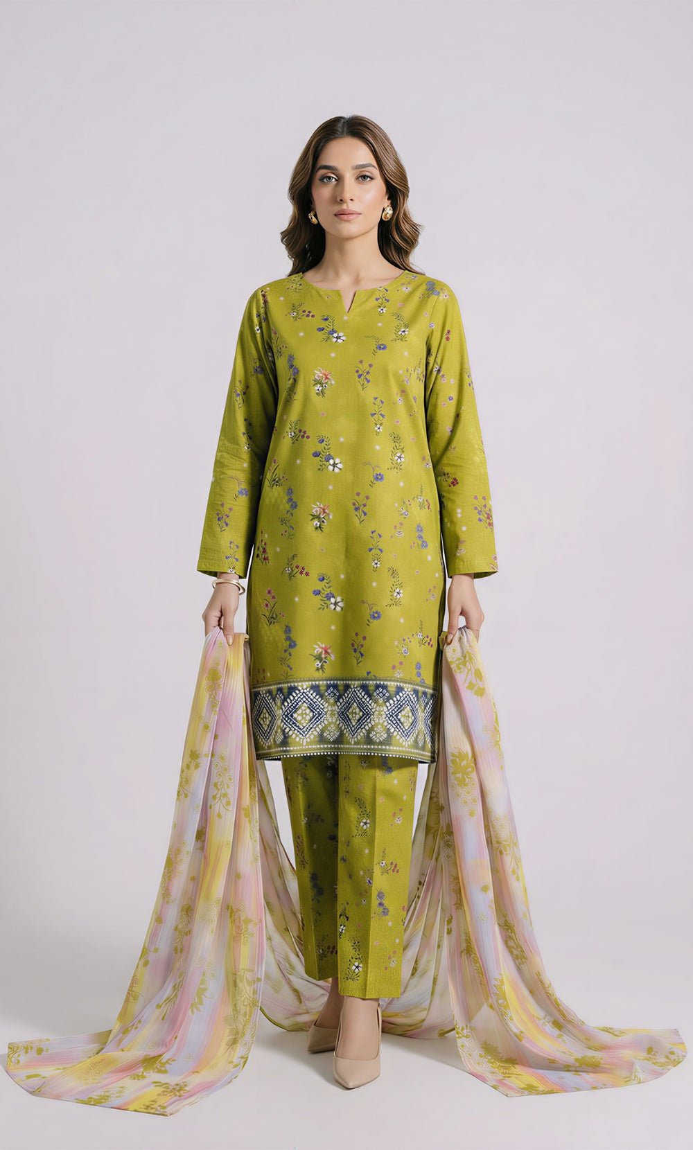 3 Piece Unstitched Printed Viscose Suit-BA-V11