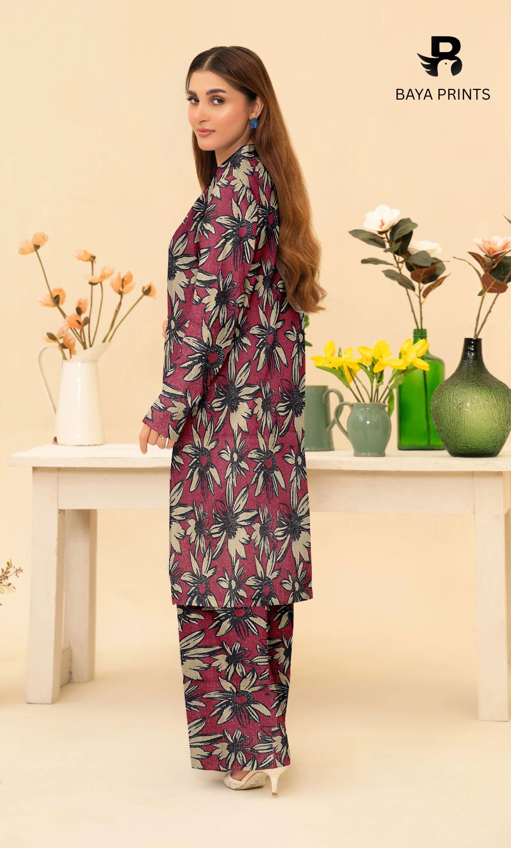 2-Piece Unstitched Dhanak Printed Suit with Embroidered Border-DE-V1-07