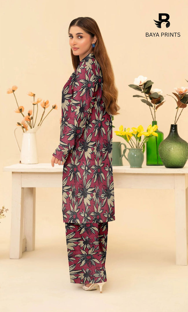 2-Piece Unstitched Dhanak Printed Suit with Embroidered Border-DE-V1-07 Main Image