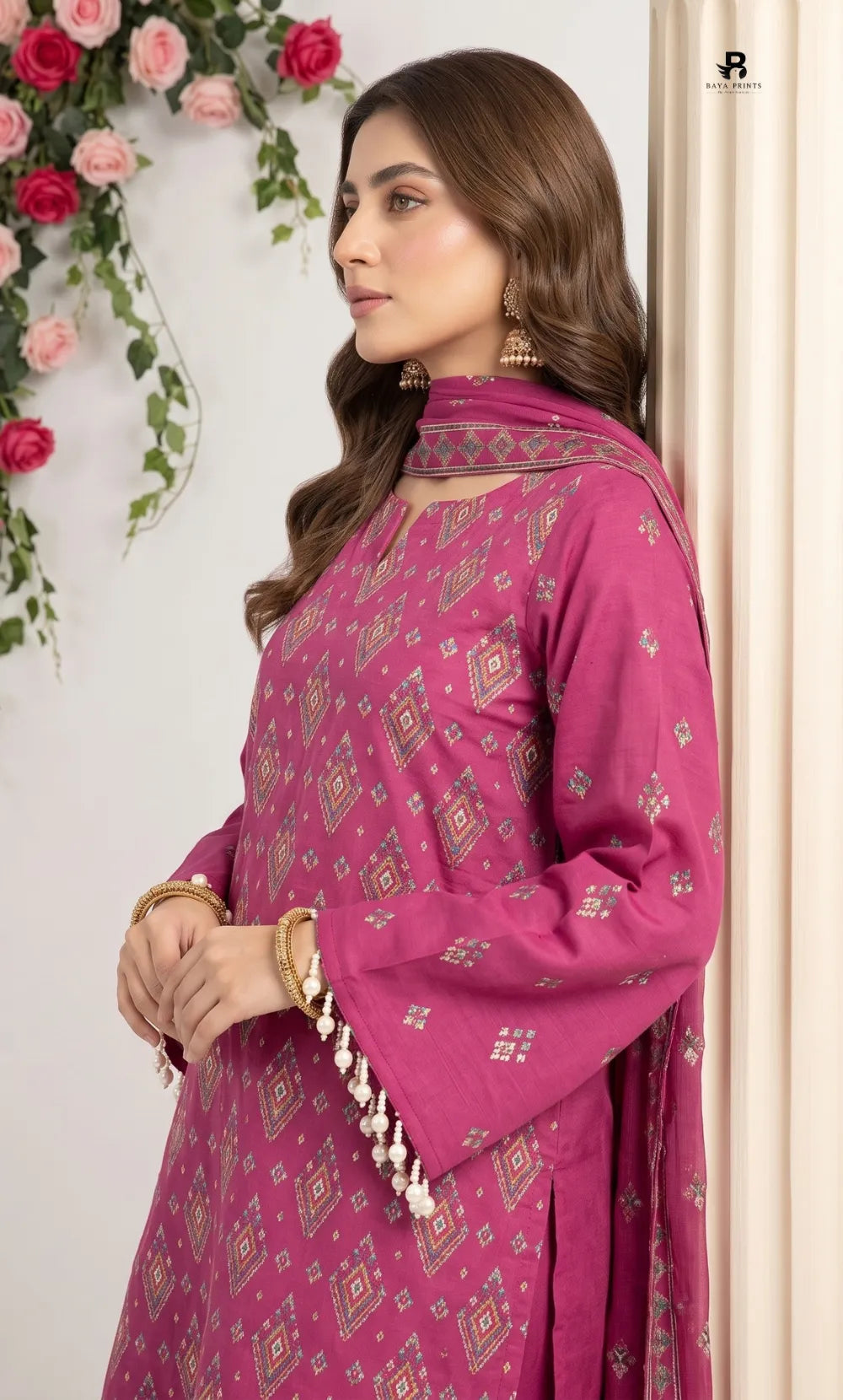 3PC Premium Embroidered Karandi | Unstitched | Nazakat - 04