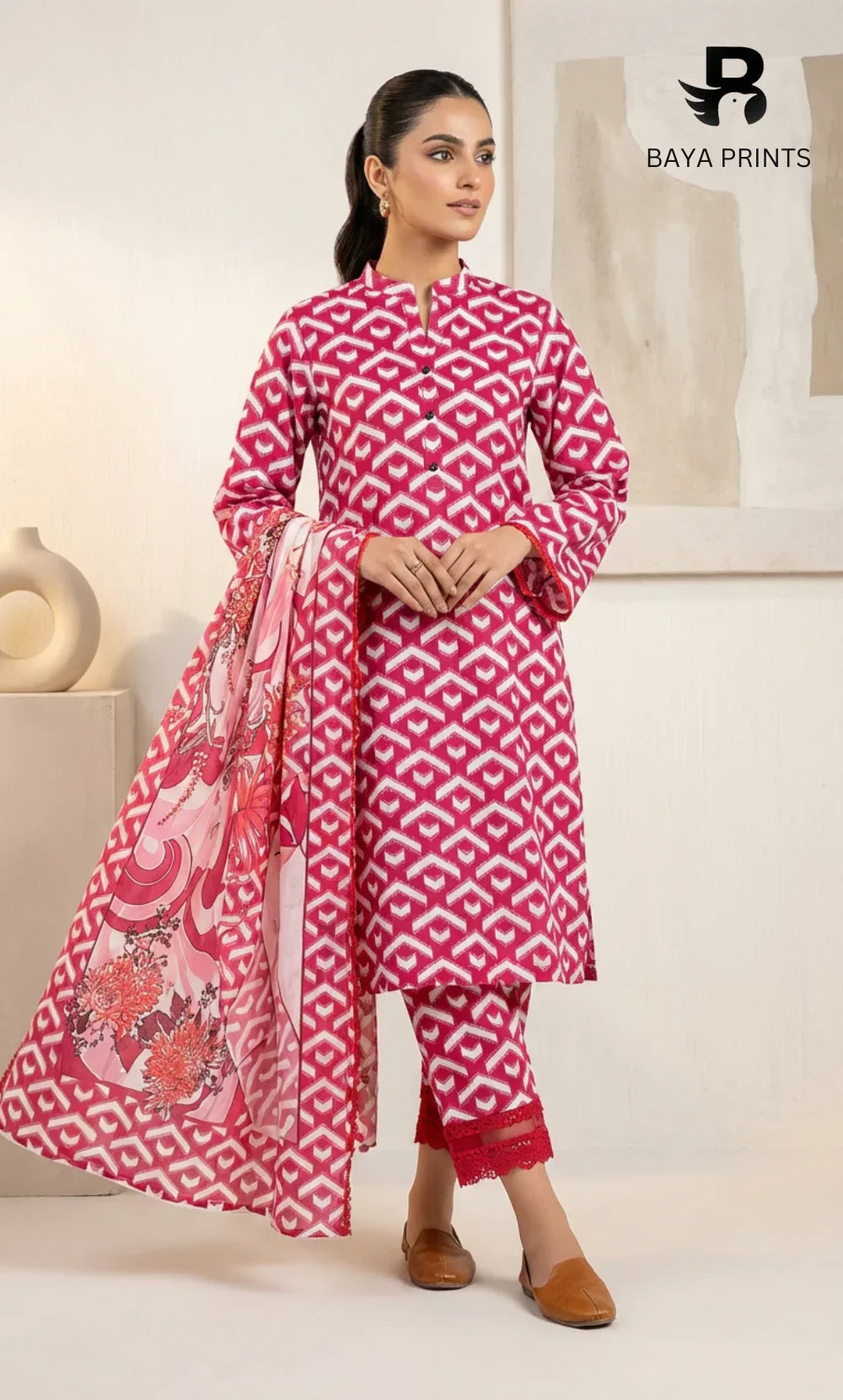 3 Piece Unstitched Premium Lawn Suit- BA-V-14