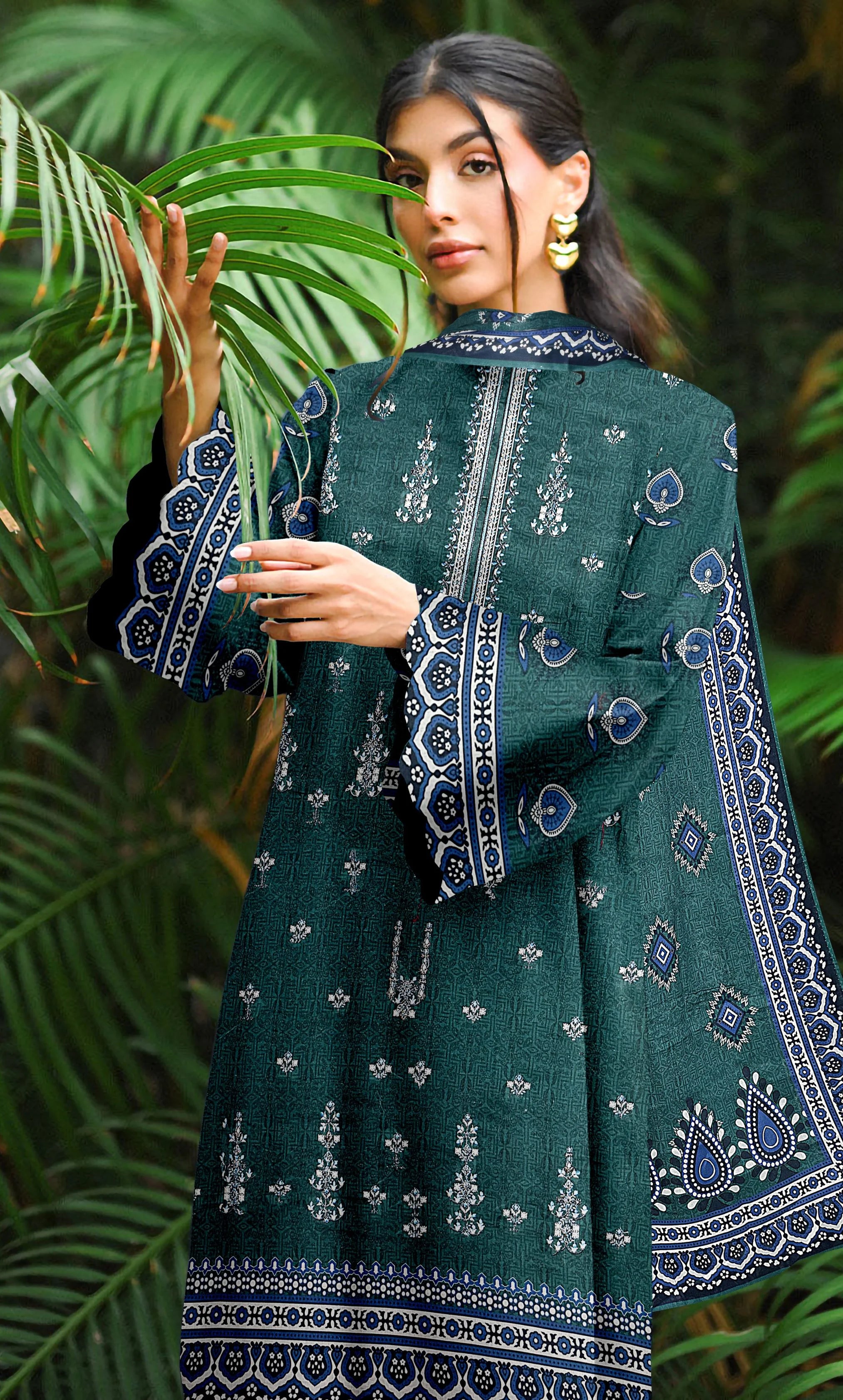 3PC Embroidered Unstitched Lawn Suit -NA-V15-07