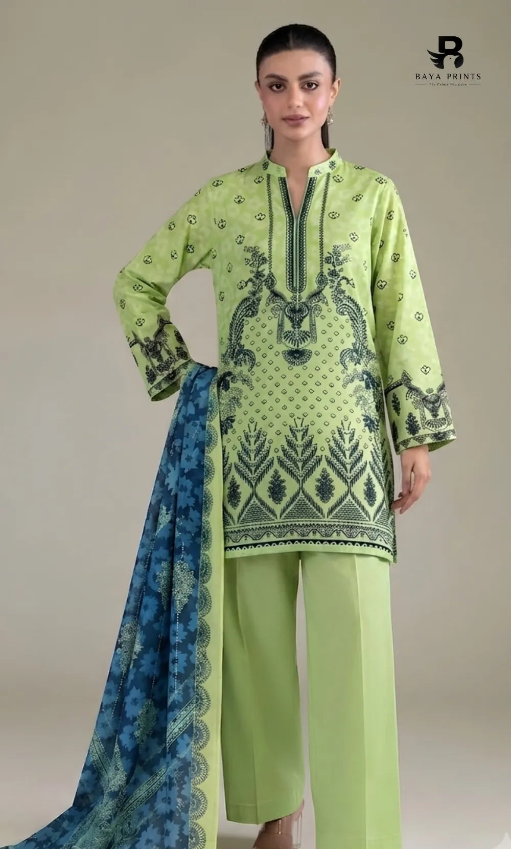 3PC Printed Lawn | Unstitched | M.B |V-2