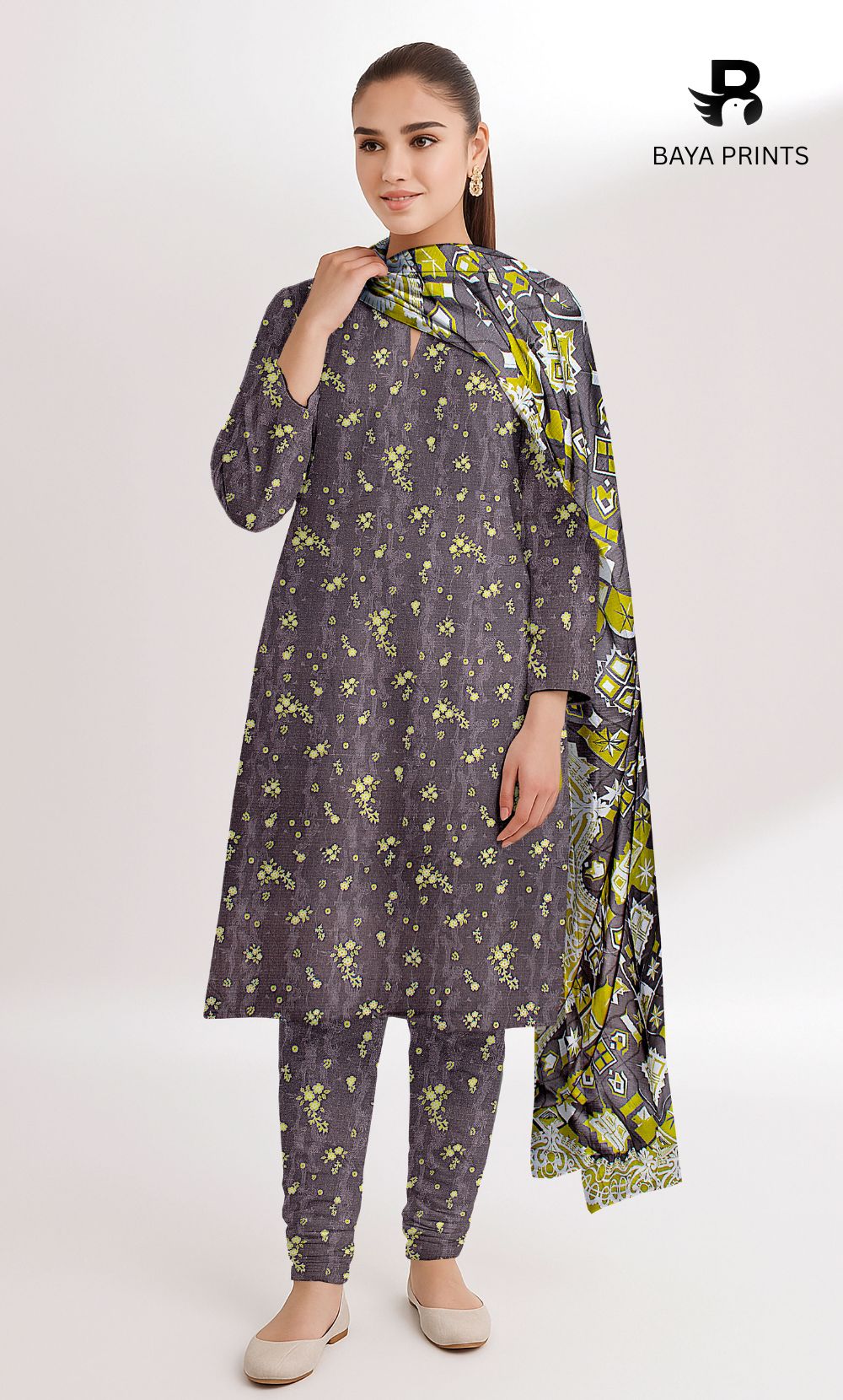 3 Piece Unstitched Printed Doria Linen  Suit  - BA-V4