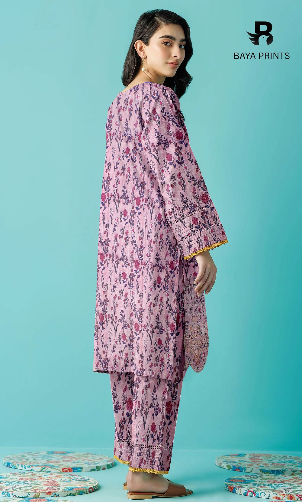 2-Piece Unstitched Dhanak Printed Suit with Embroidered Border-DE-V1-24