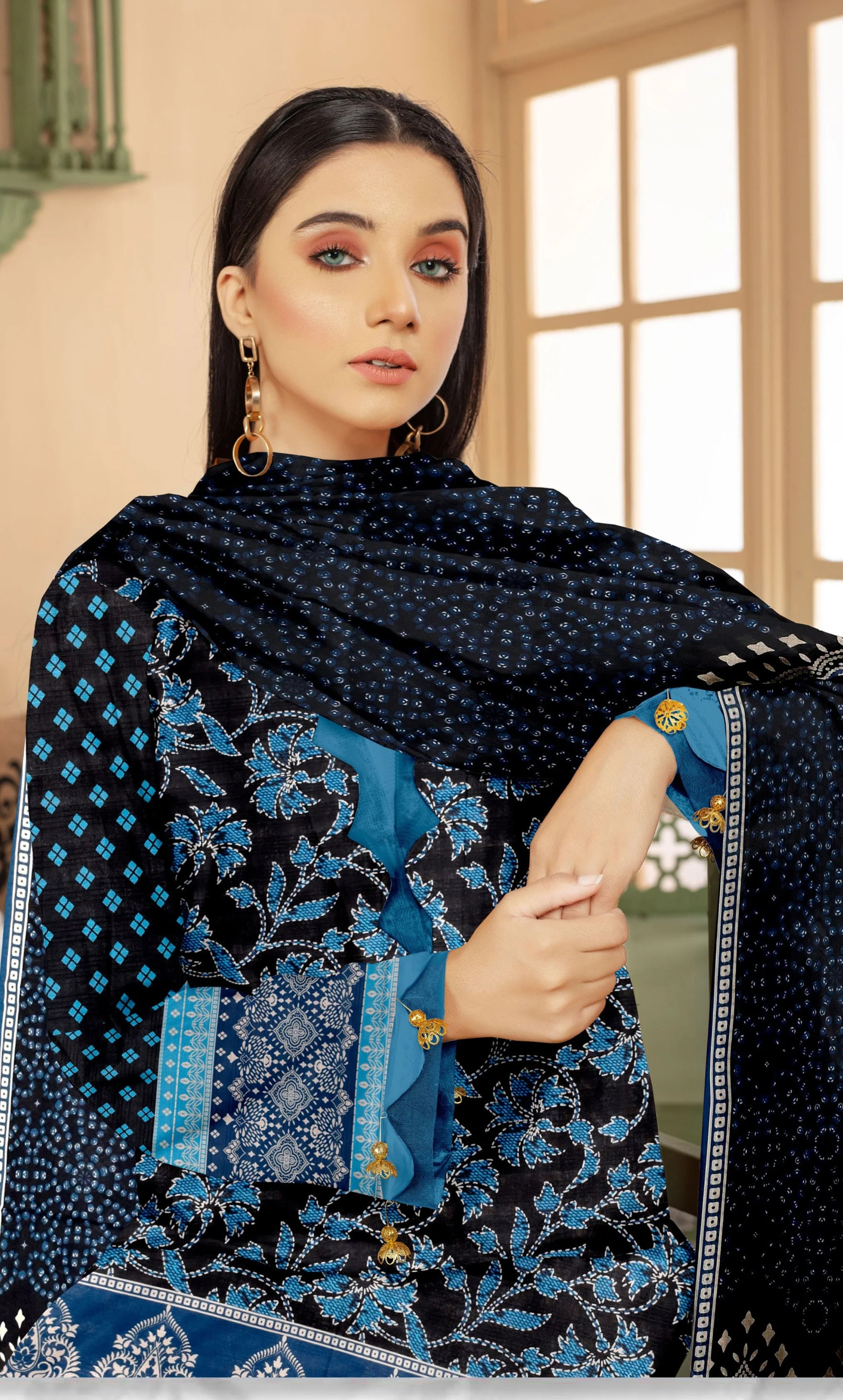 3PC Unstitched Printed Lawn Suit -BA-V14-07