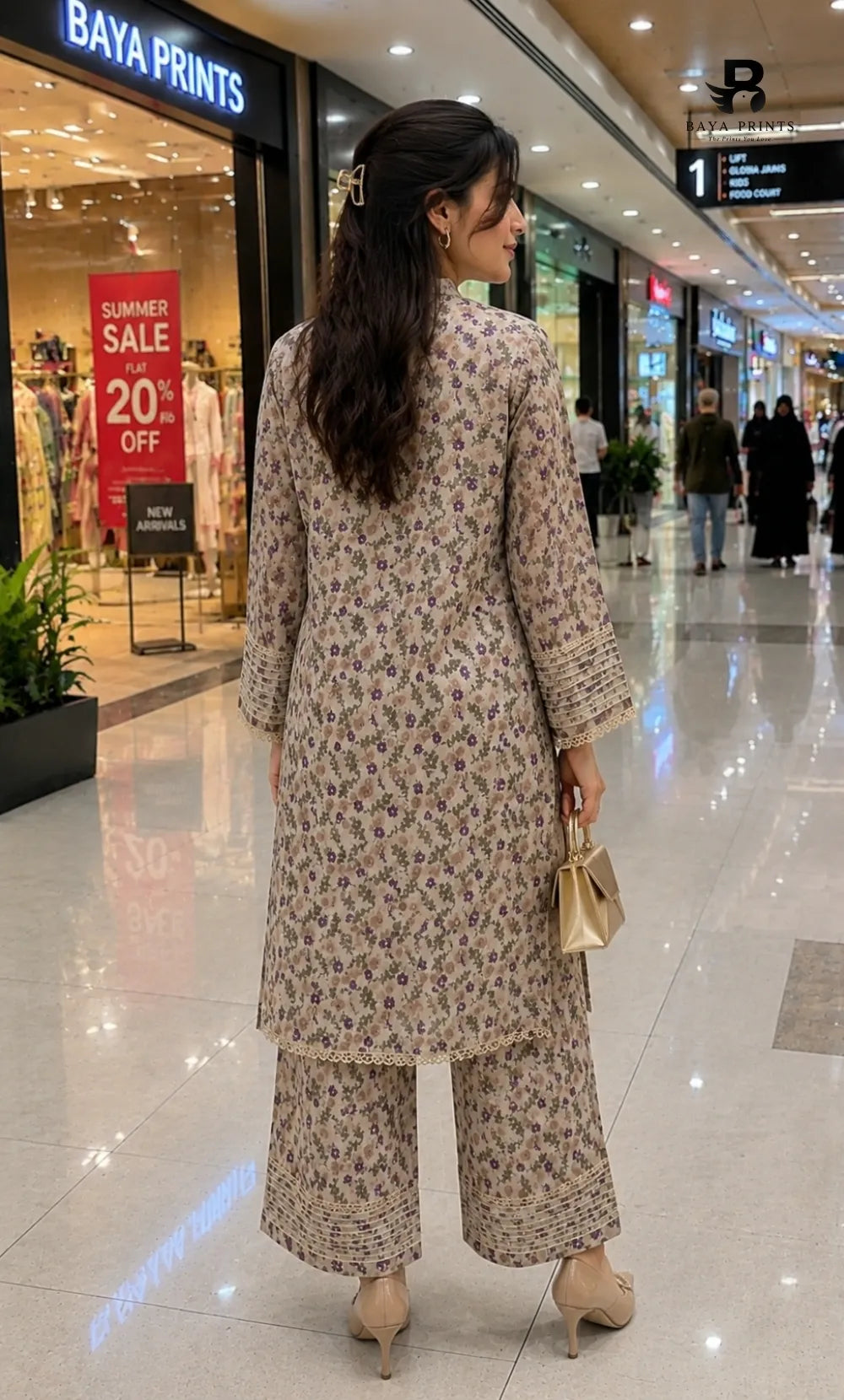 2PC Unstitched Printed Lawn Suit – Orlina (5 Meters)