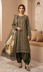 3PC Printed Linen | Unstitched | BA-V1-09