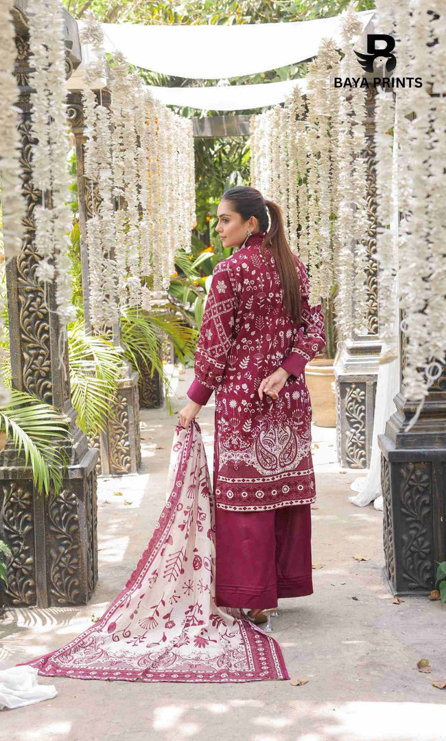 3 Piece Unstitched Printed Lawn Suit -BA-V28-7 Main Image