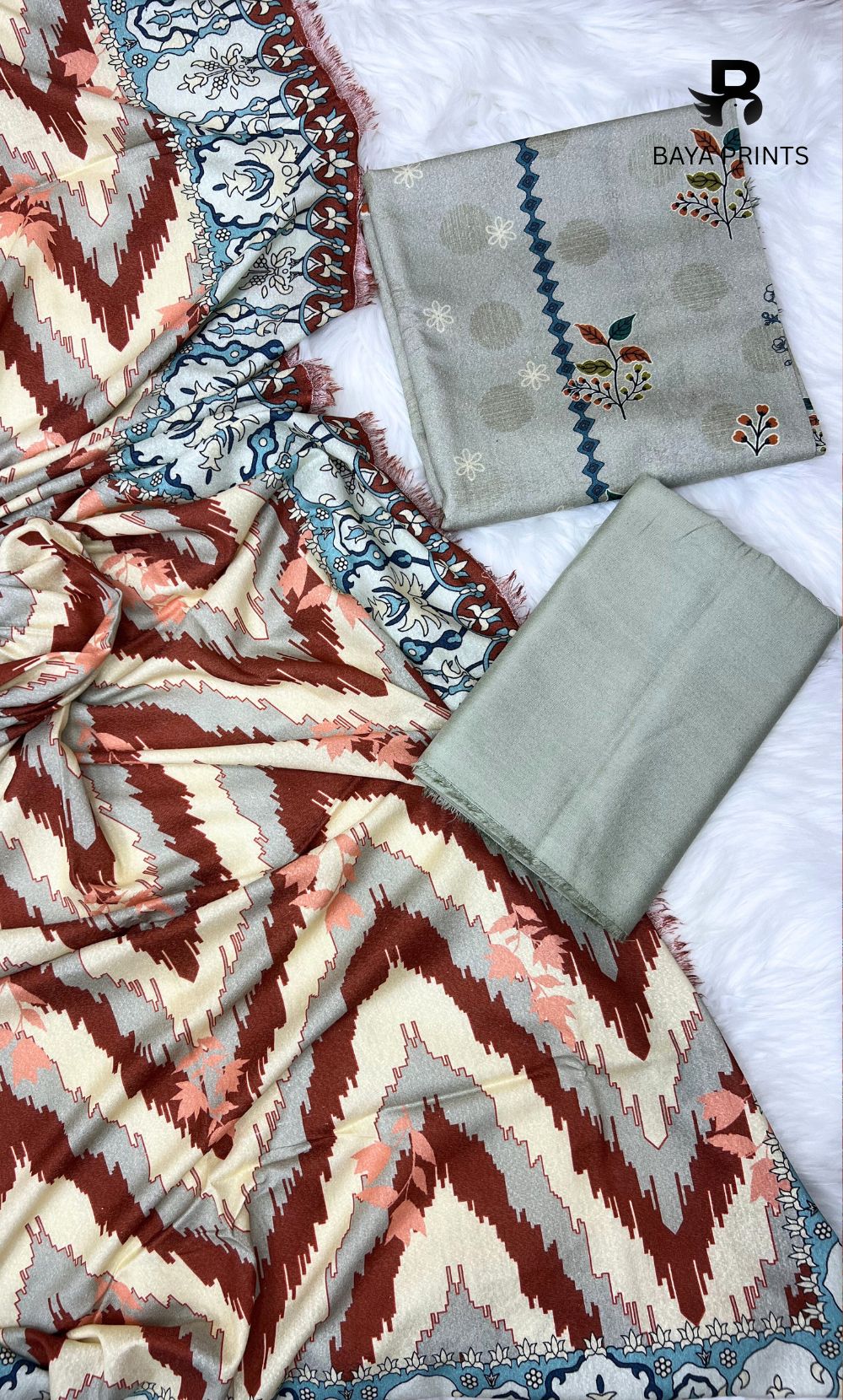 3 Piece Unstitched Karandi Suit BA-V6 003