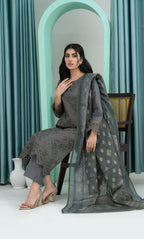 3PC Embroidered Unstitched Lawn Suit -Z 03