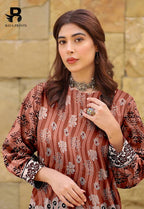 3 Piece Unstitched Printed Viscose Suit With Bamber Chiffon Dupatta - BA-V1-001