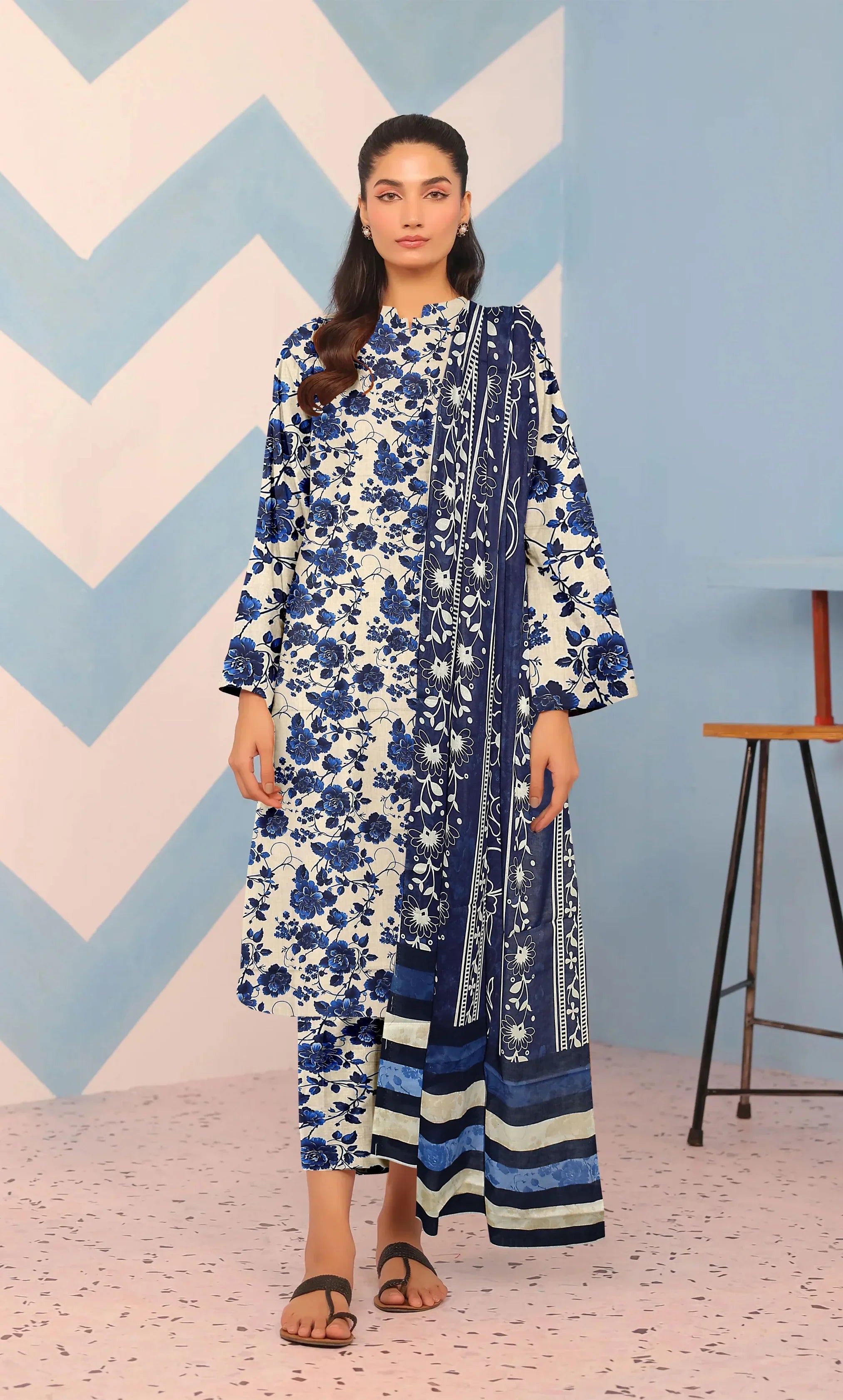 3 Piece Unstitched Premium Lawn Suit- BA-V-14