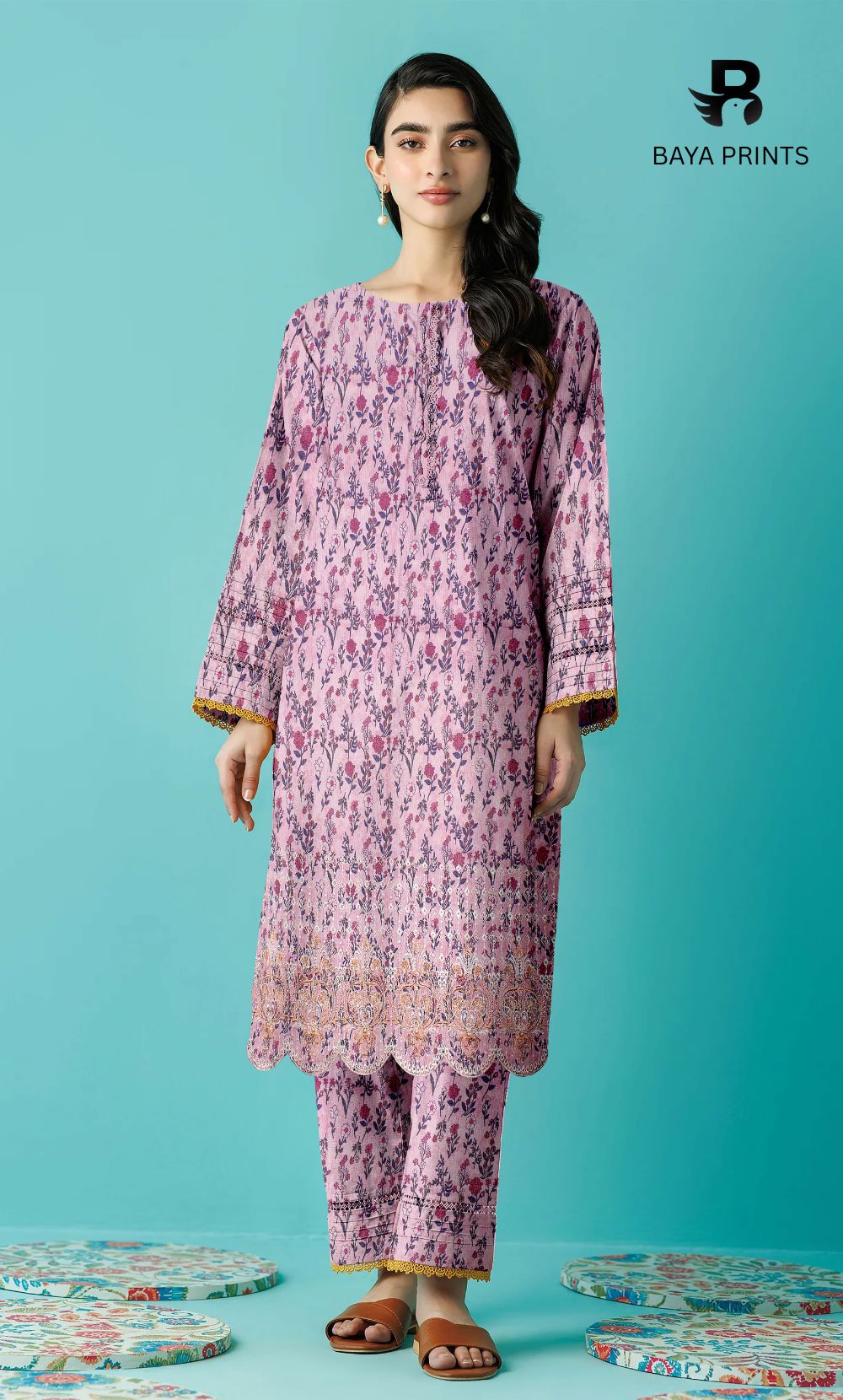 2-Piece Unstitched Dhanak Printed Suit with Embroidered Border-DE-V1-24