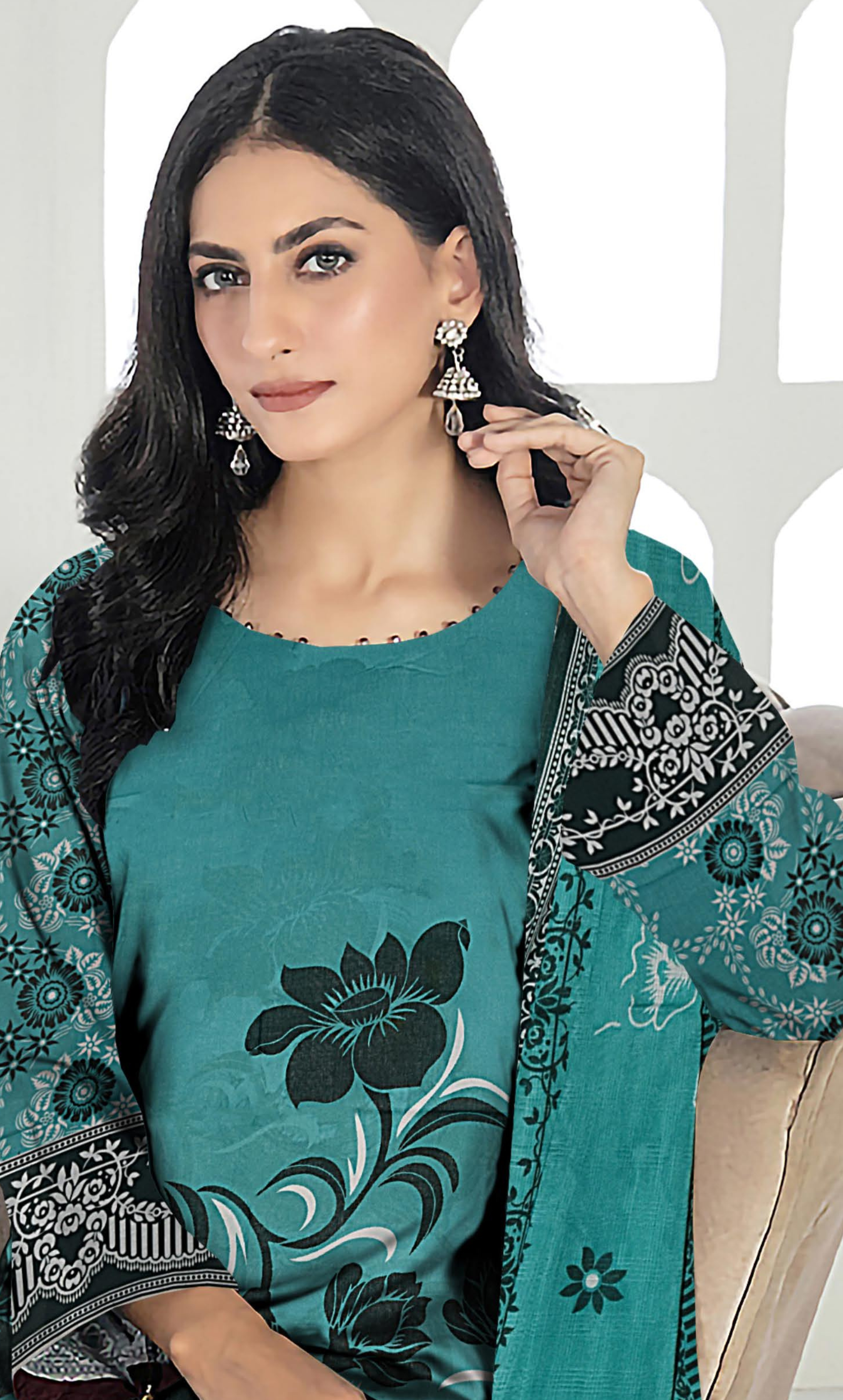3 Piece Unstitched Printed Lawn Suit | DE-V7-Floral Muse - 06