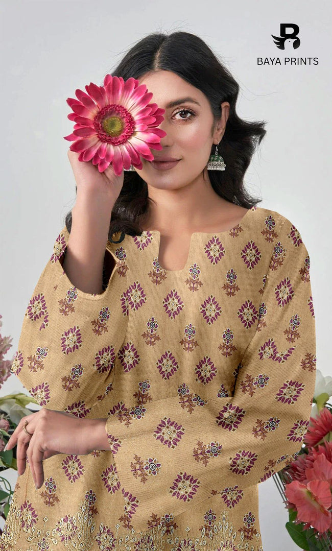 2-Piece Unstitched Dhanak Printed Suit with Embroidered Border-DE-V1-02 Main Image