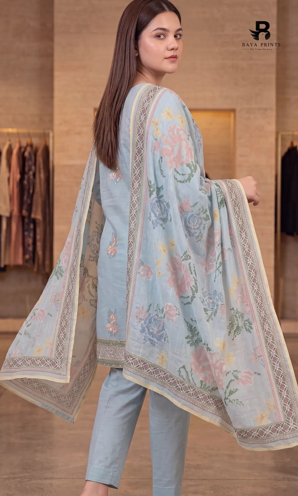 3-Piece | Unstitched Luxury Embroidered Lawn Suit | Nayab