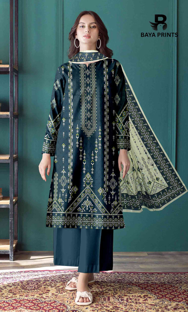 3 Piece Unstitched Printed Lawn Suit -BP-V2-7 Hover Image
