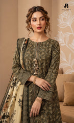 3PC Printed Linen | Unstitched | BA-V1-09