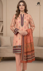3PC Printed Karandi | Unstitched | BA-V2-09