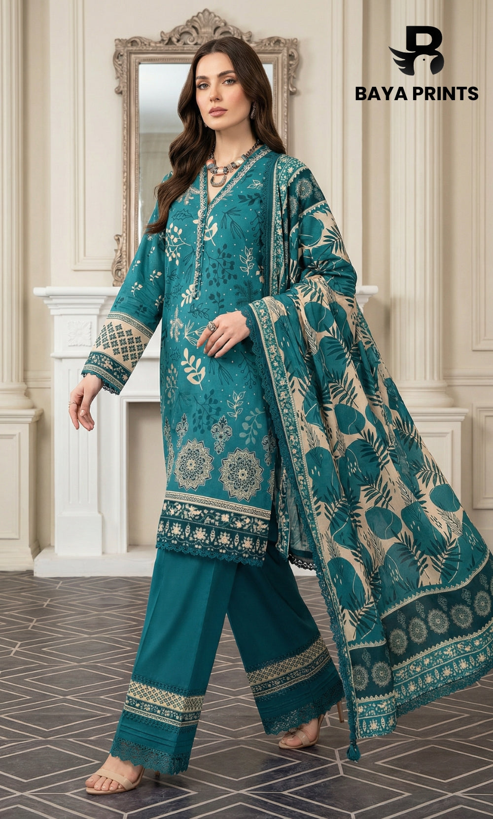 3 Piece Unstitched Lawn Suit -V-21-B-04