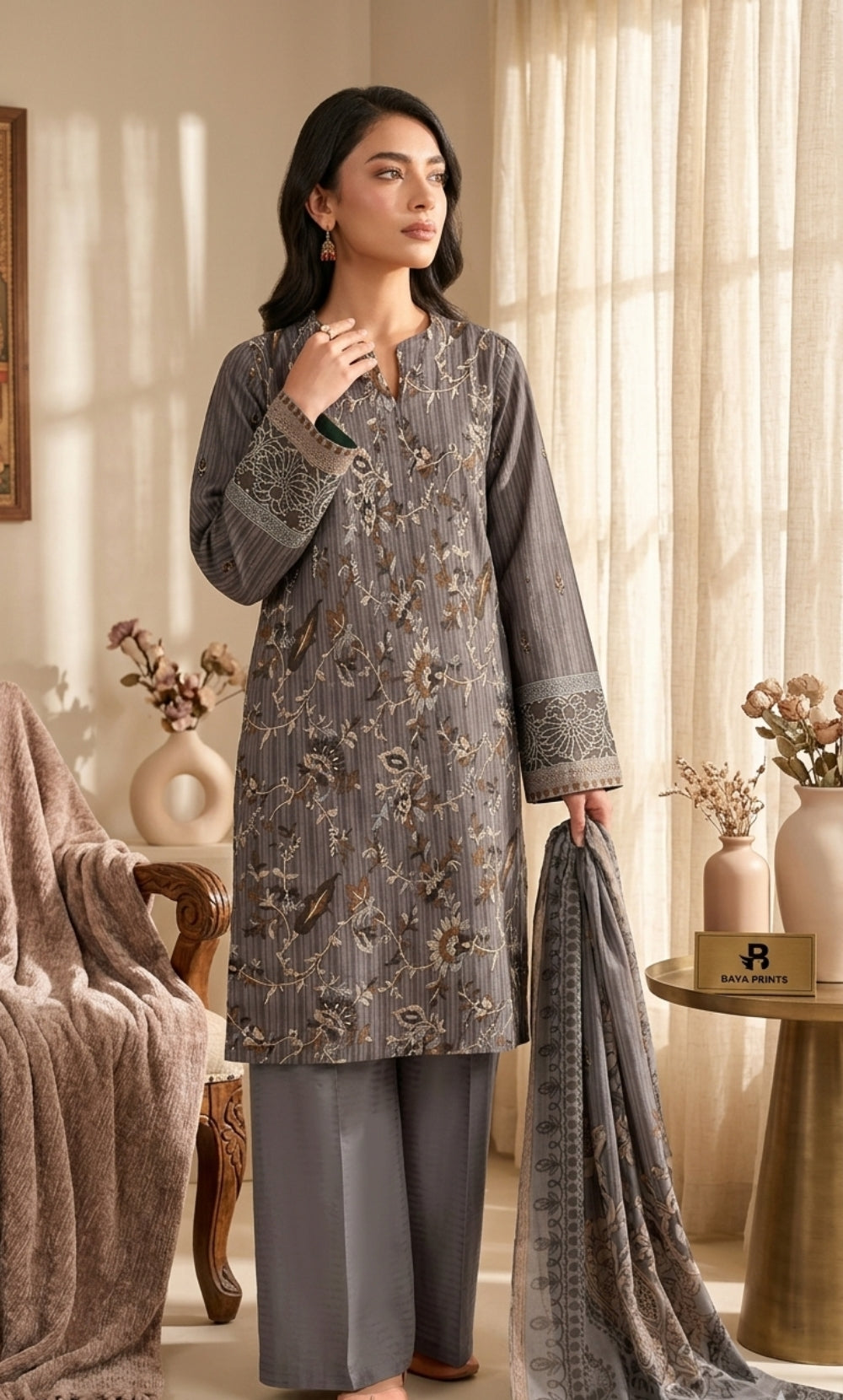 3PC Printed Lawn | Unstitched | Mother’s Grace Collection