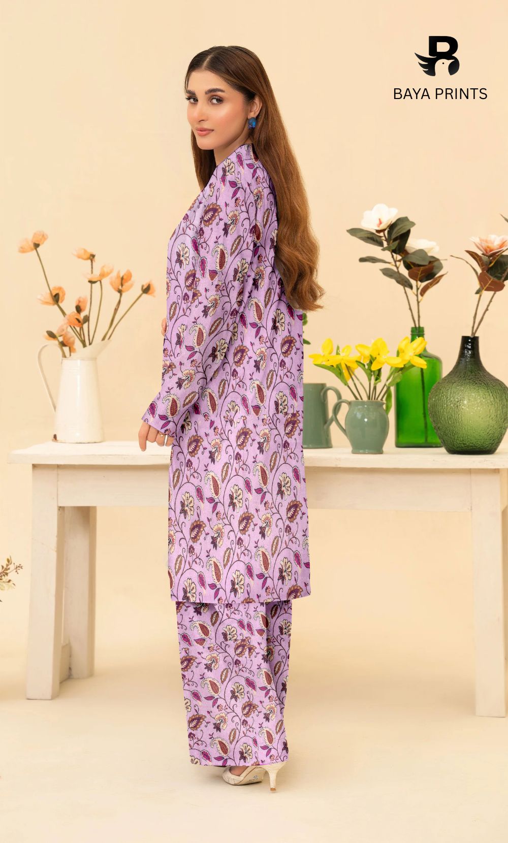 2-Piece Unstitched Dhanak Printed Suit with Embroidered Border-DE-V1-06