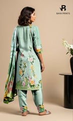 3 Piece Unstitched Printed Doria Viscose Suit with Bamber Dupatta BA-V7-017