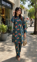 2PC Unstitched Printed Lawn Suit – Orlina (5 Meters)