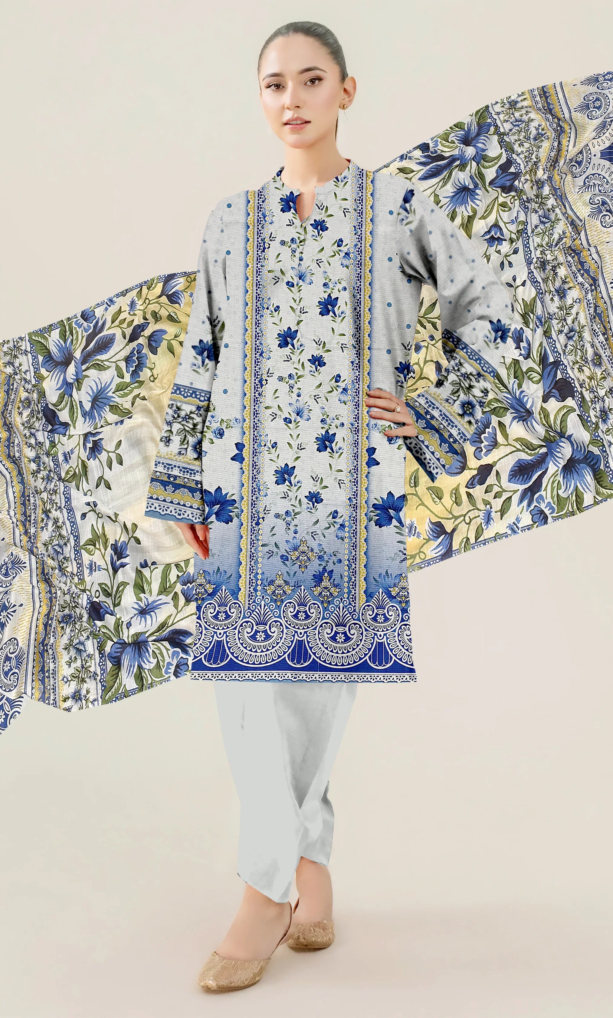 3 Piece Unstitched Printed Lawn Suit | BA-V15-10
