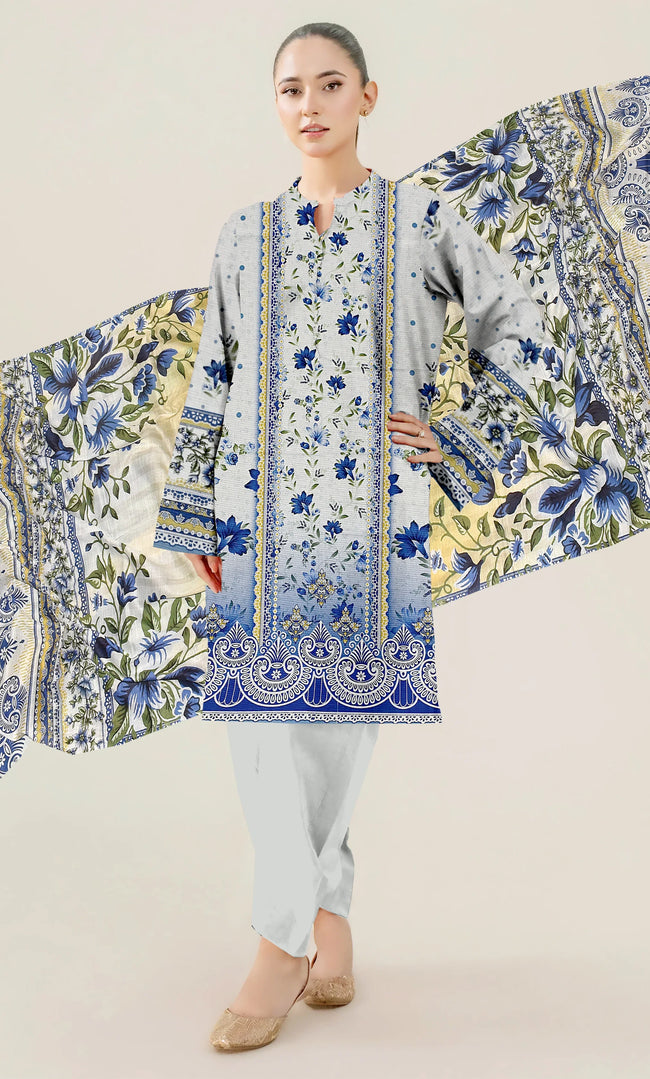 3 Piece Unstitched Printed Lawn Suit | BA-V15-10 Hover Image