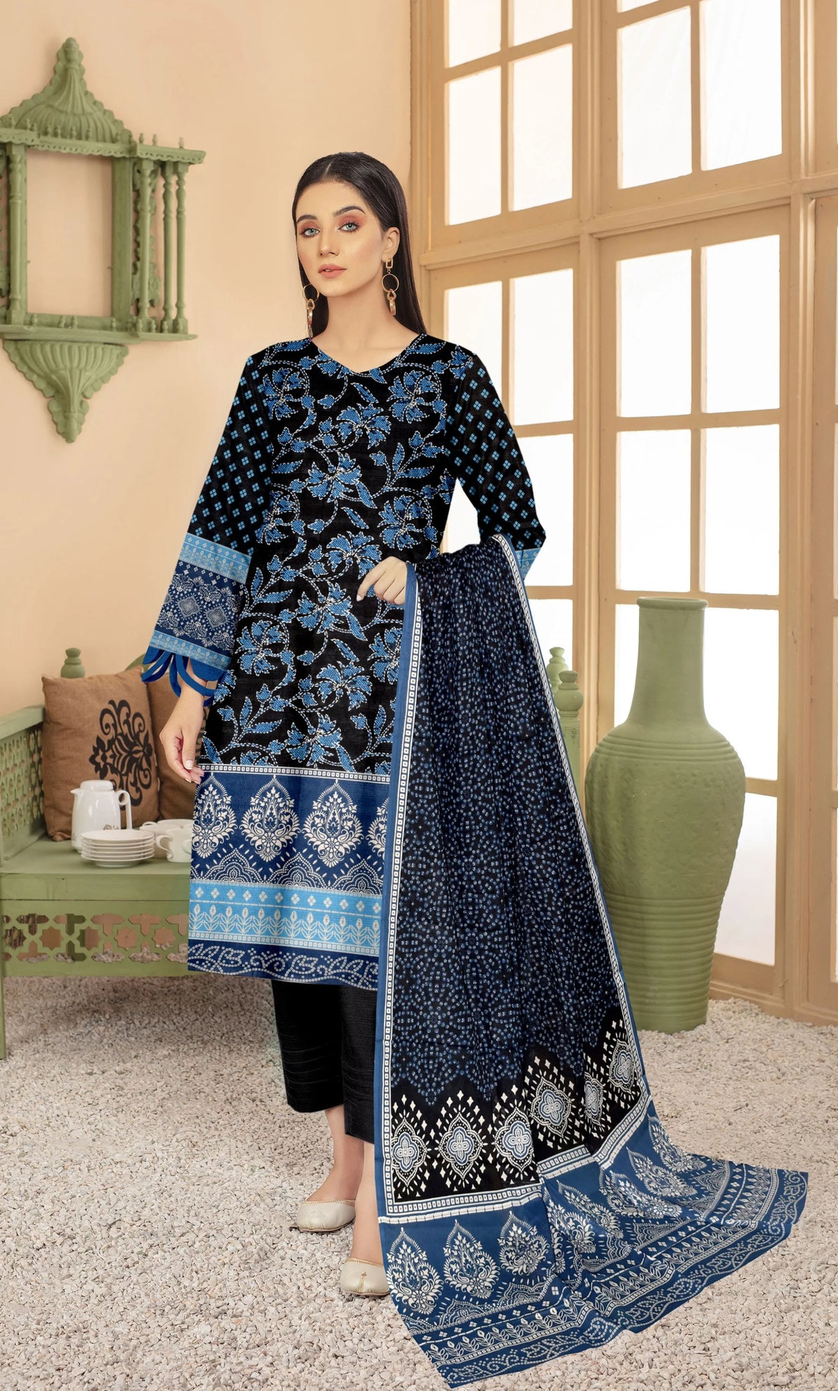 3PC Unstitched Printed Lawn Suit -BA-V14-07