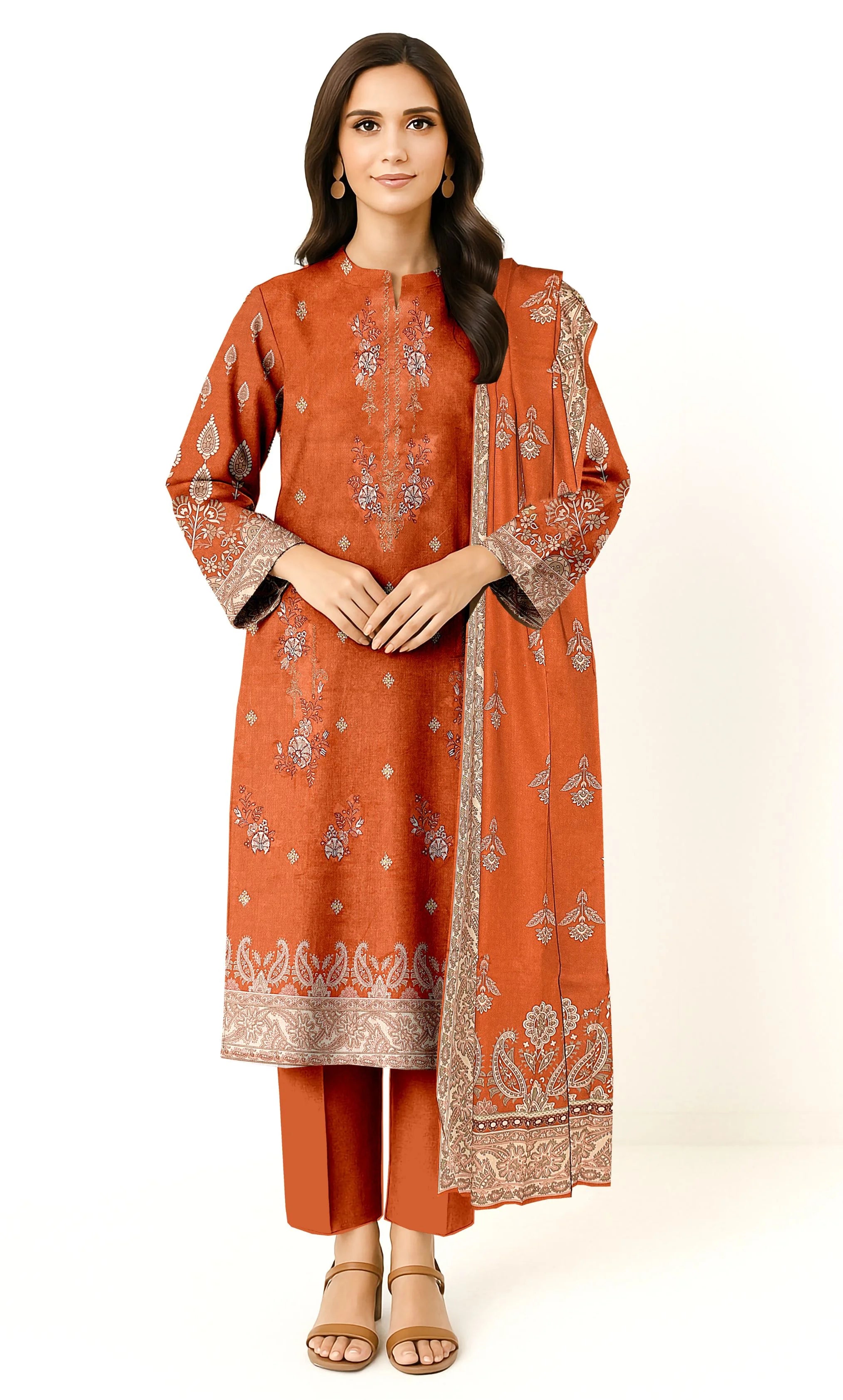 3PC Embroidered Unstitched Lawn Suit -NA-V15-08