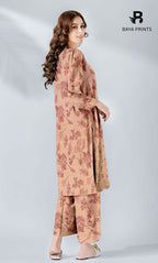 2-Piece Unstitched Dhanak Printed Suit with Embroidered Border-DE-V1-23