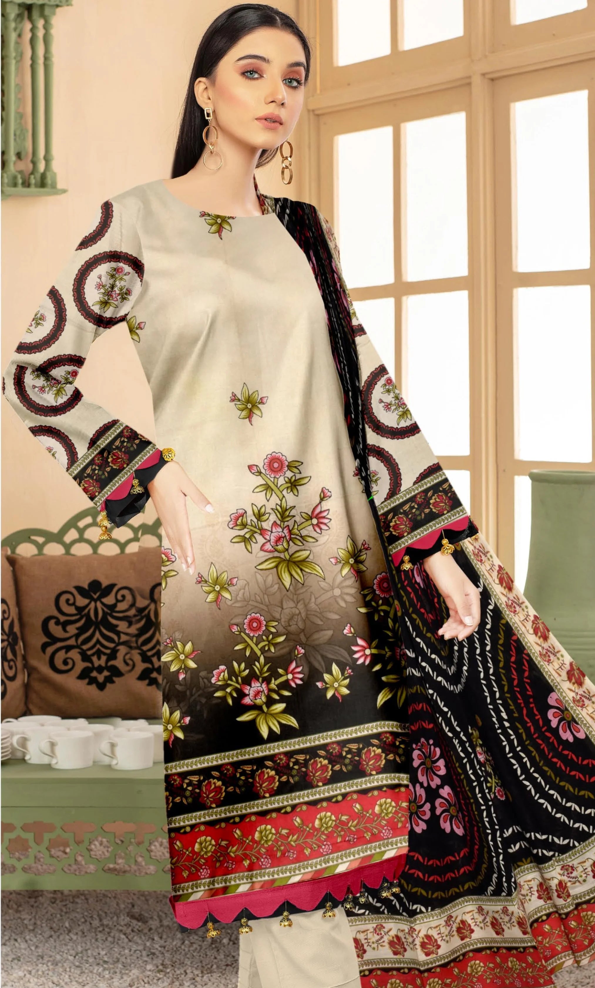 3 Piece Printed Unstitched Lawn Suit | ET-06